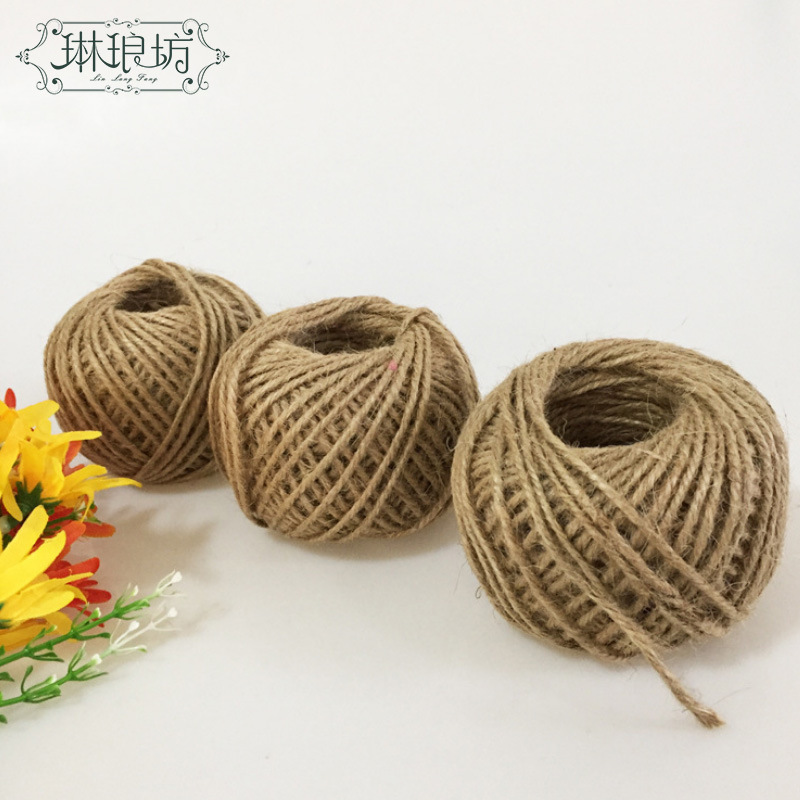 2mm de dos hilos de cuerda de cáñamo nueva cuerda trenzada hecha a mano vintage jardinería flor tienda ramo etiqueta decorativa cuerda de encuadernación 50 m