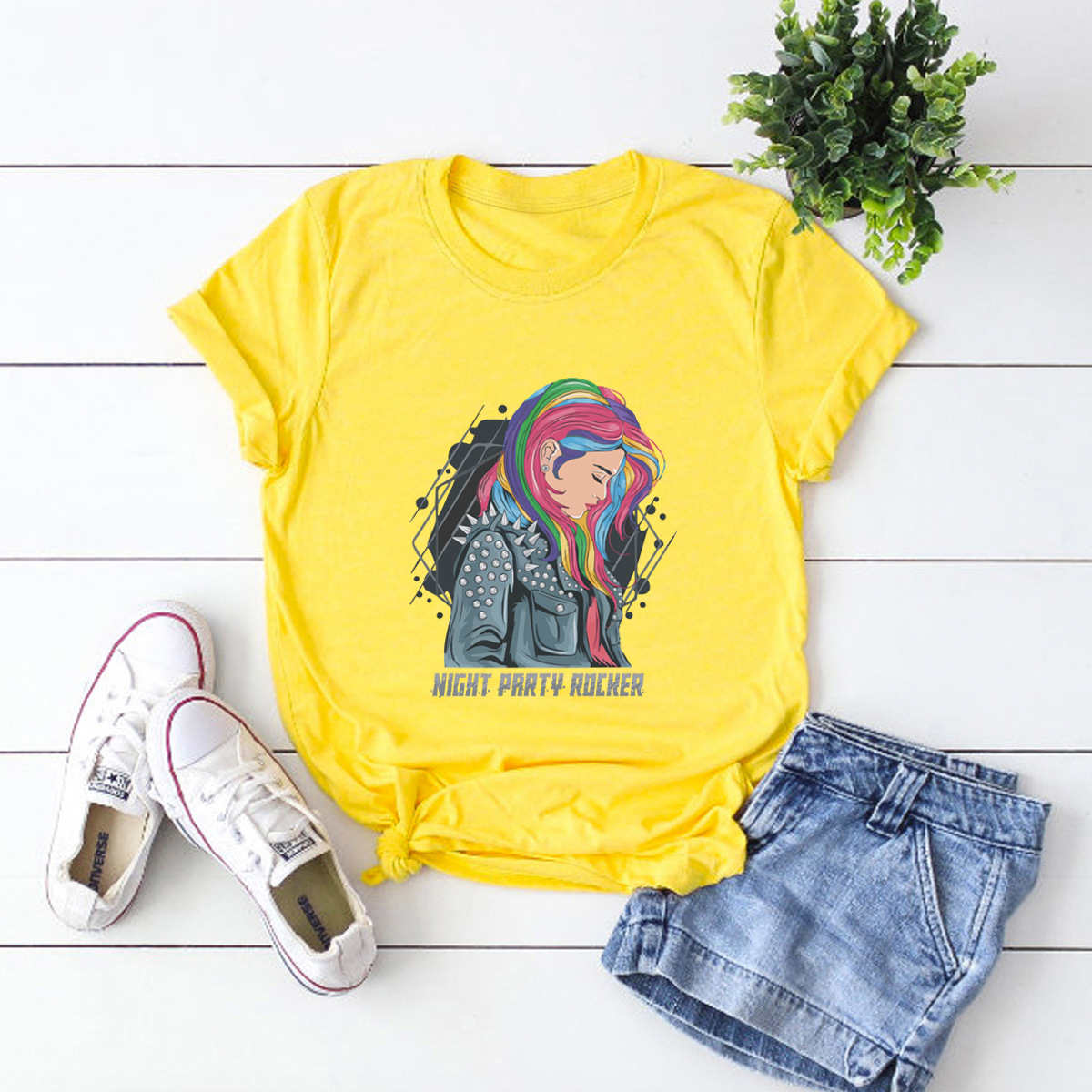 party rock print cotton short-sleeved t-shirt NSSN3035