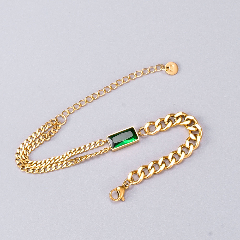 Nihaojewelry Titanium Steel 18k Gold Green Zircon Braceletwholesale Jewelry Accessories display picture 4