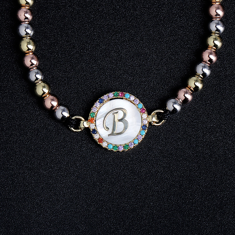 Fashion Bracelet Simple 26 Letter Jewelry Gift Souvenir 18k Ball Woven Bracelet Wholesale display picture 31