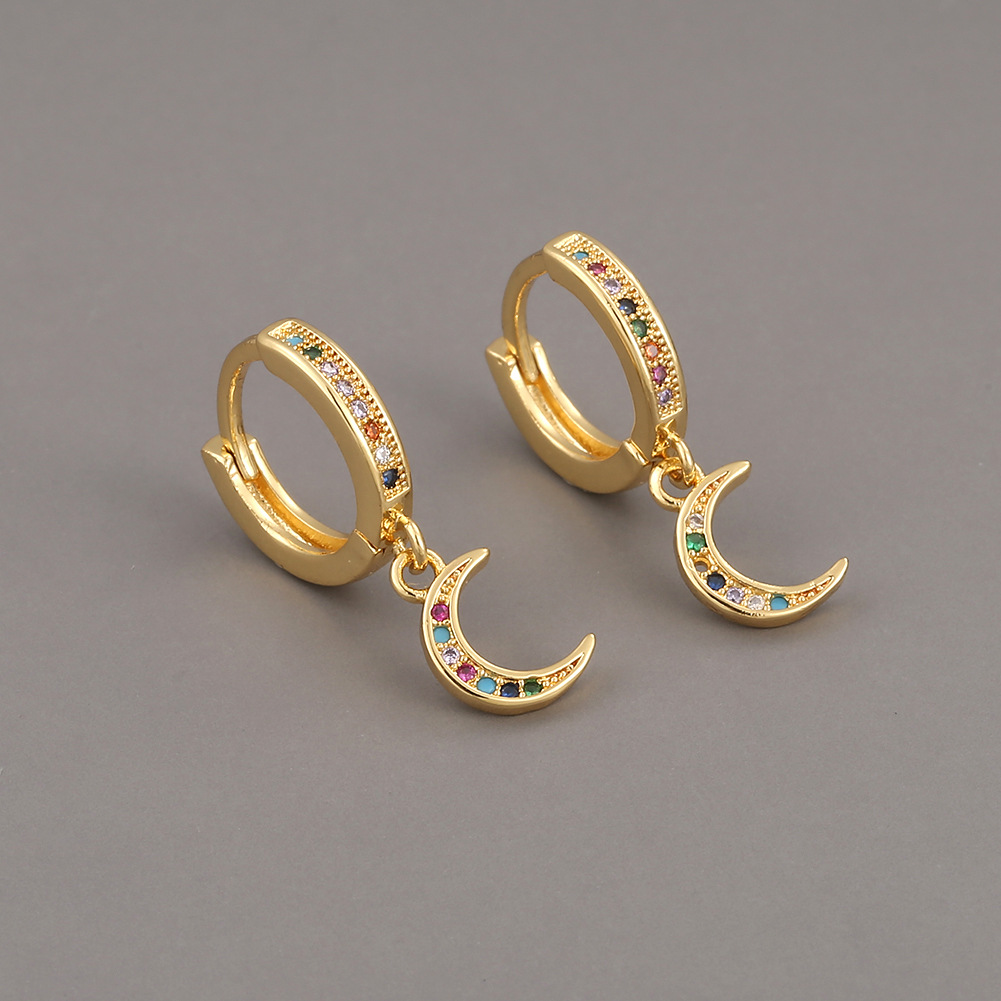 Fashion Zircon Moon Earrings display picture 4