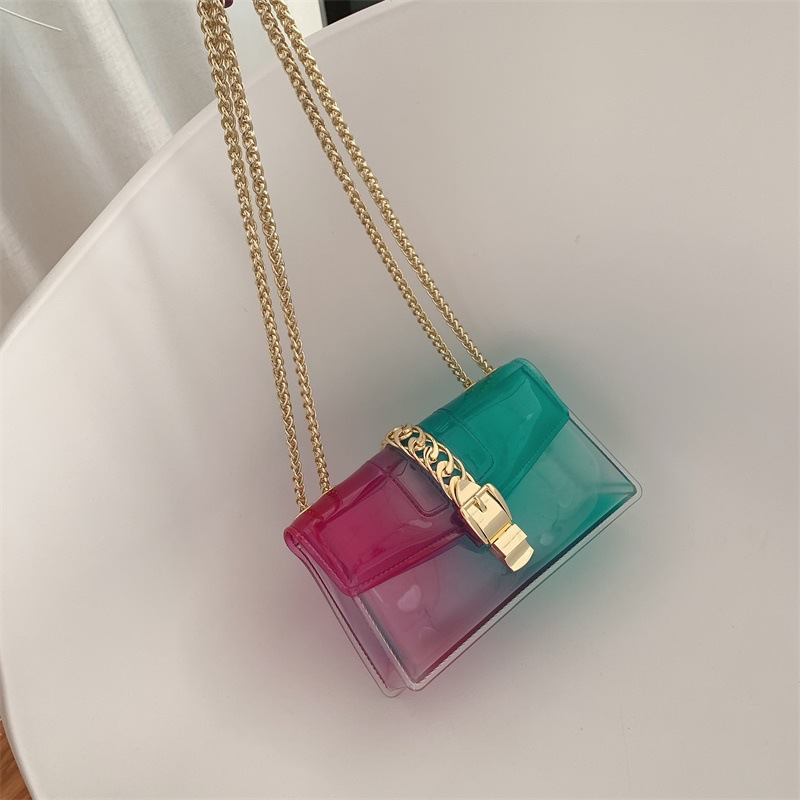 Summer 2025 new gradient jelly bag, fashionable color-blocking chain bag, crossbody single-shoulder bag, ladies' small bag undefined