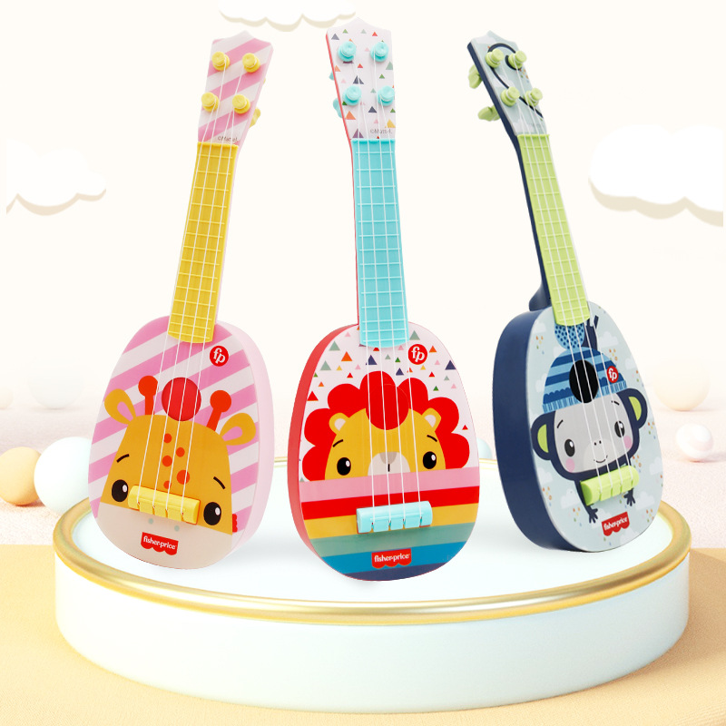 Fisher Ukulele simulation guitar toy beginner 0-3 years old baby puzzle early education can play Musical Instruments toys