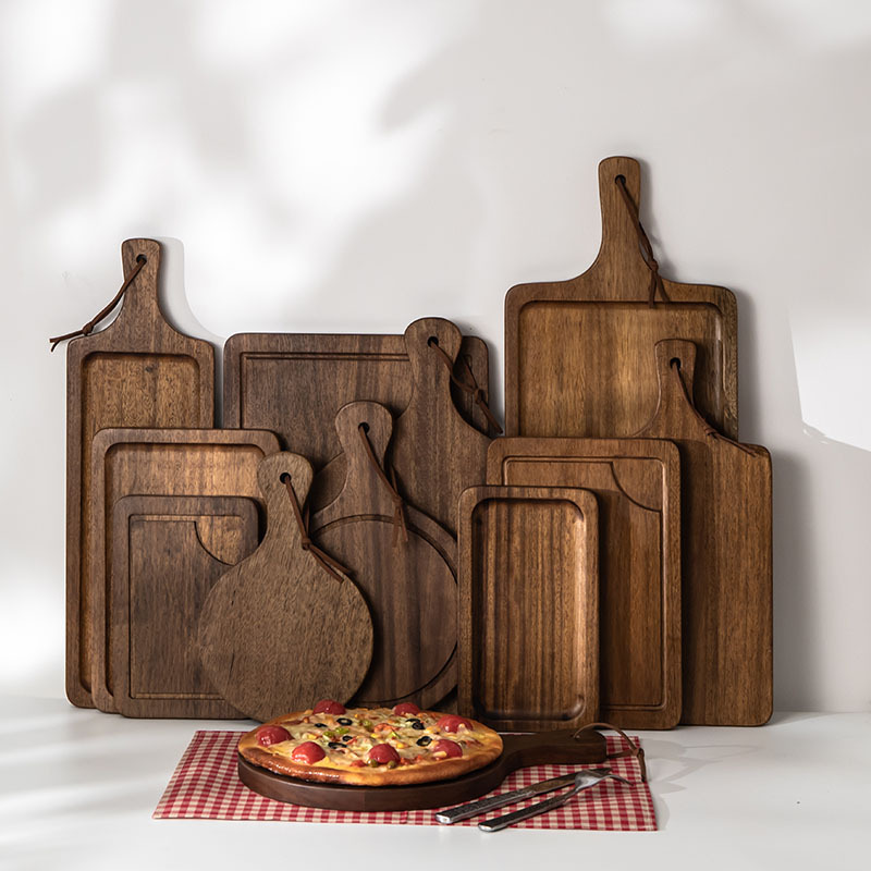 Madera de nogal negro filete placa de madera pastel de pan Sushi Pizza bandeja de madera comida occidental tabla de cortar placa de madera