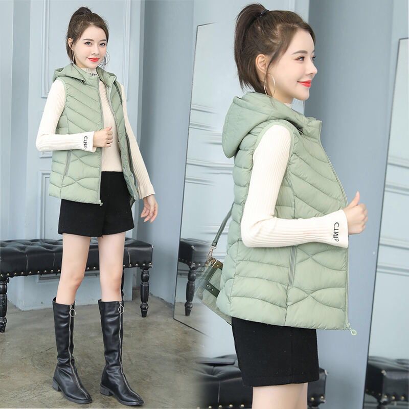 2025新款马甲女外穿秋冬时尚洋气韩版修身坎肩连帽大码保暖外套潮