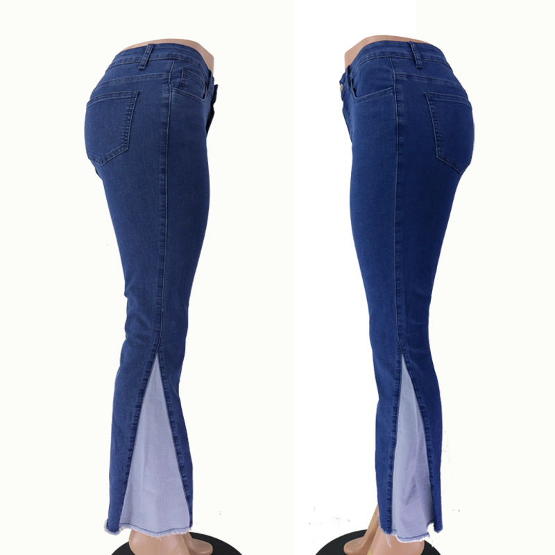 New Summer 2022 Elastic Wide Leg Combination Denim Jeans_voghion.com