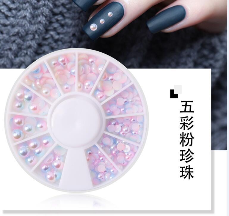 Cruz-frontera decoración de uñas sirena gradiente de color mágico perla diamante placa media superficie perla joyería de uñas