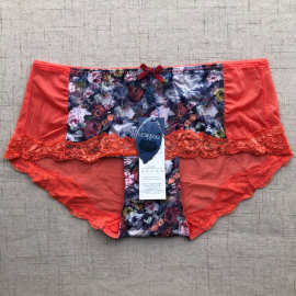 单条装时尚性感超薄网纱蕾丝内裤女三角无痕少女内裤拼色透气棉裆