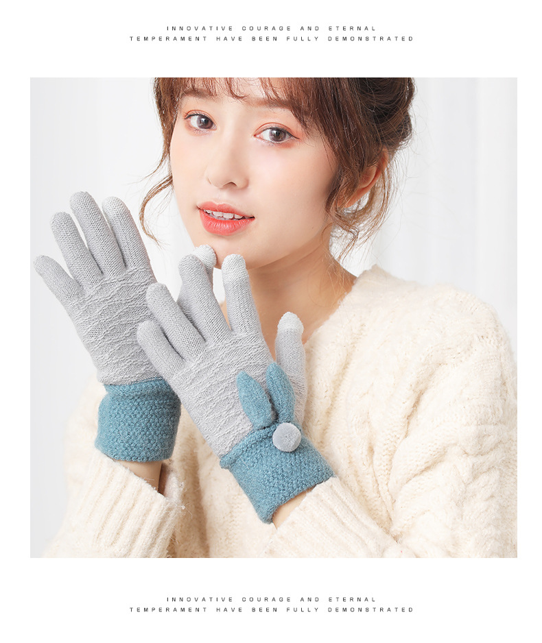Female models winter Wool Plush Ride a bike Touch screen glove keep warm knitting touch screen Cashmere glove wholesale