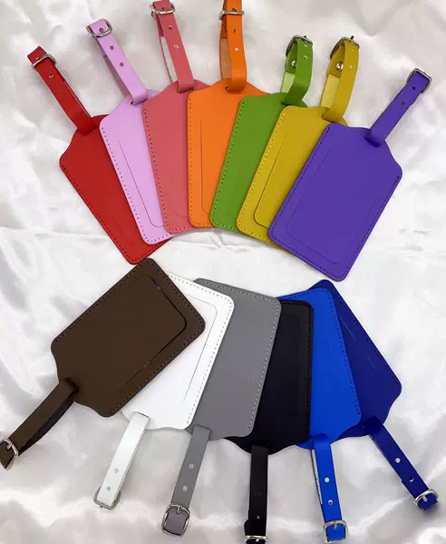 Professional supply creative pu luggage tag leather luggage tag imitation leather luggage identification tag boarding pass logo