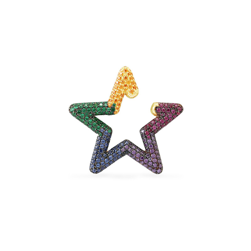 Fashion Rainbow Color Rhinestone Star Stud Earrings display picture 9