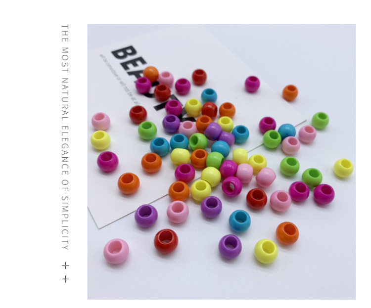 Factory direct sales of 8mm large-hole solid color round acrylic beads, diy handcrafted children's toy bracelets, versatile beads detail image 4