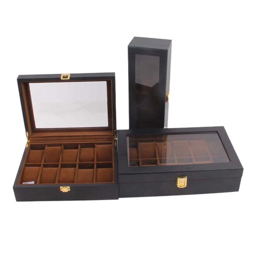 Black watch box watch storage box wooden 6 10 12 digit watch display box watch box
