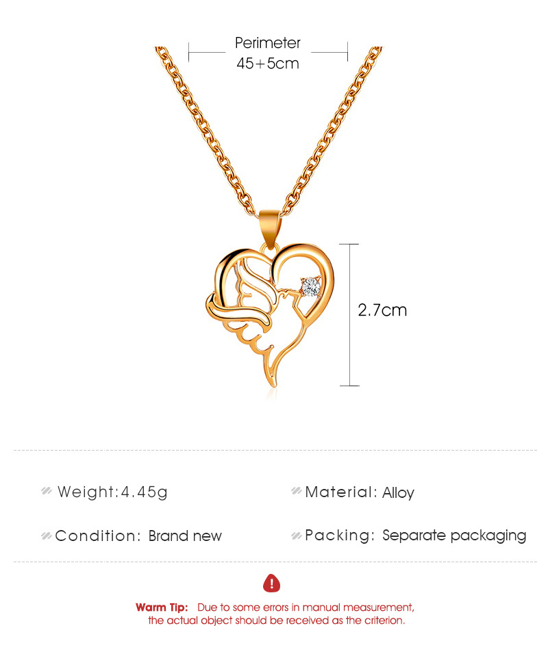 Creative Hollow Heart-shaped Peace Dove Diamond Animal Necklace display picture 1