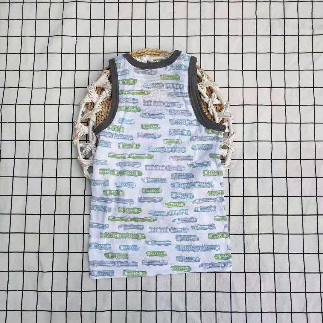 Ropa para niños 24 días solo chaleco impreso completo para niños Camisa sin mangas de verano camiseta neta precio bajo al por mayor