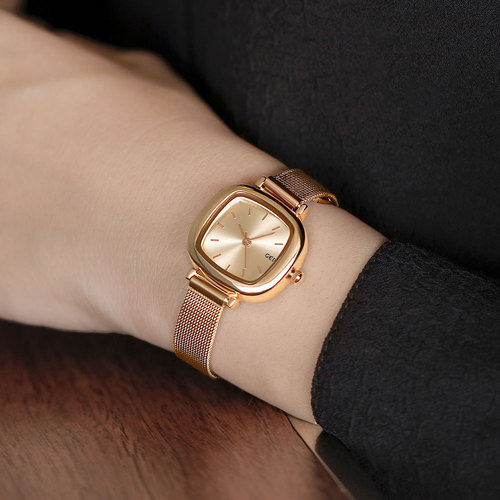 Goldie watch women's simple temperament student small dial thin strap small square mesh chain niche watch women's watch