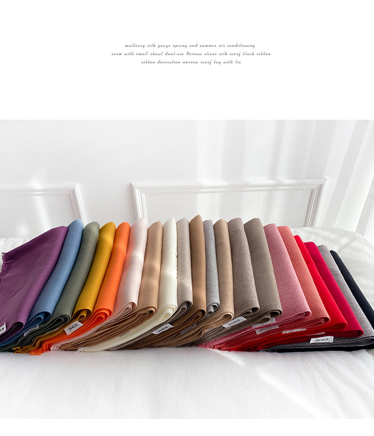 Scarf Solid Color New Cloud Imitation Cashmere Shawl Solid Color Letter Warm Scarf display picture 7
