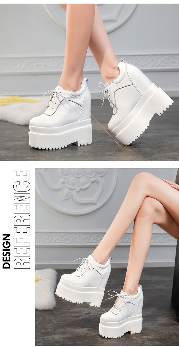 Giày sneaker nữ đế xuồng platform cao gót 16 cm dây buộc — màu đen chi tiết 4
