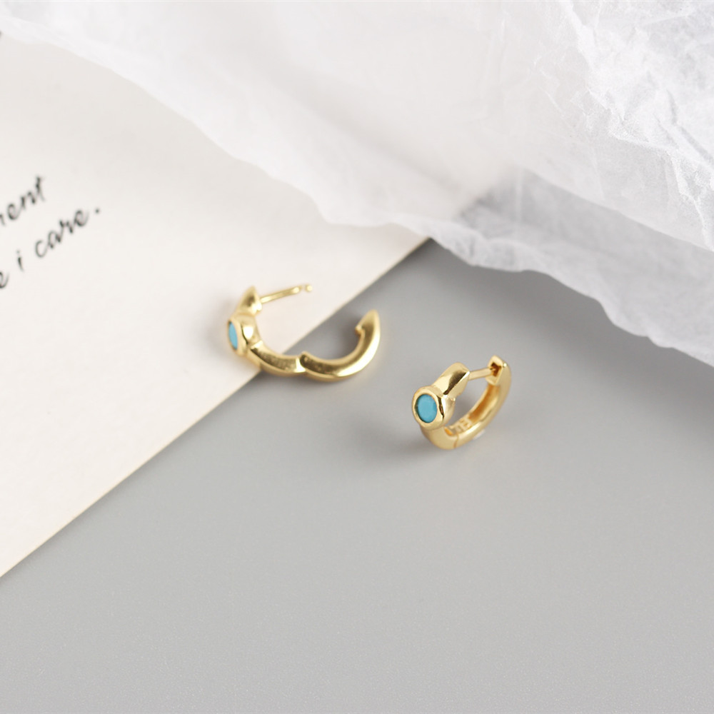 Plating Craft White, Gold Color S925 Sterling Silver Blue Zircon Ear Buckle Wholesale Nihaojewelry