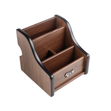 汇星木质笔筒HX1023木质收纳笔座遥控器多功能化妆品收纳盒