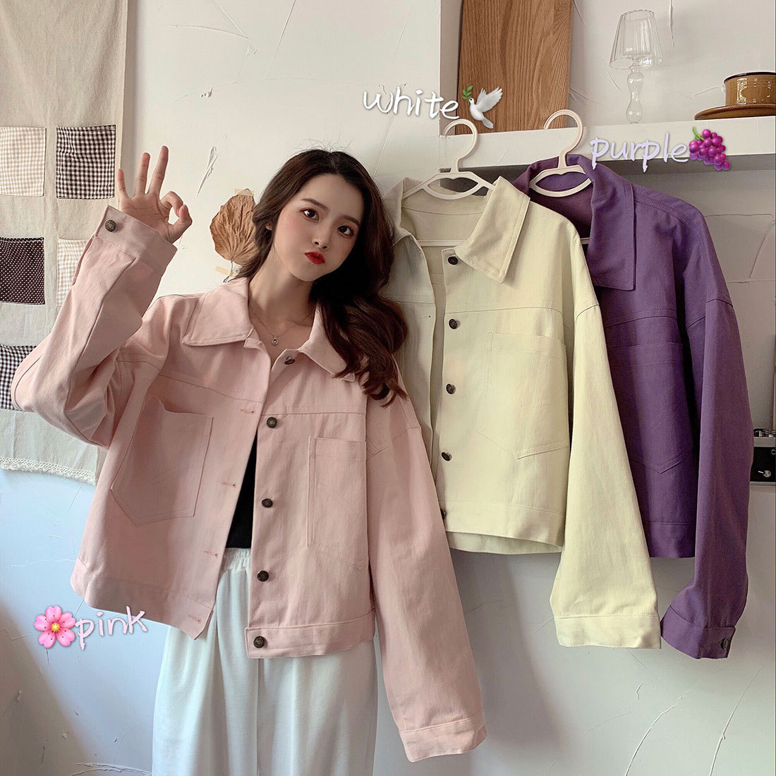 2020春秋新款网红宽松百搭ins潮短款小清新牛仔外套女宽松夹克衫|ms