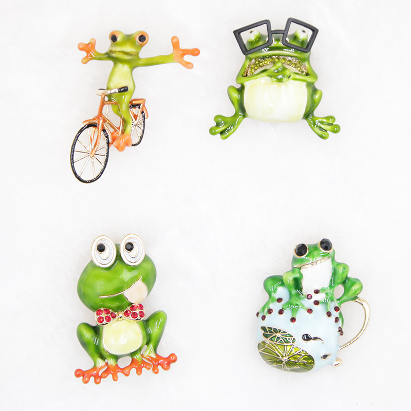 Cartoon Style Frog Alloy Enamel Inlay Artificial Gemstones Unisex Brooches display picture 3