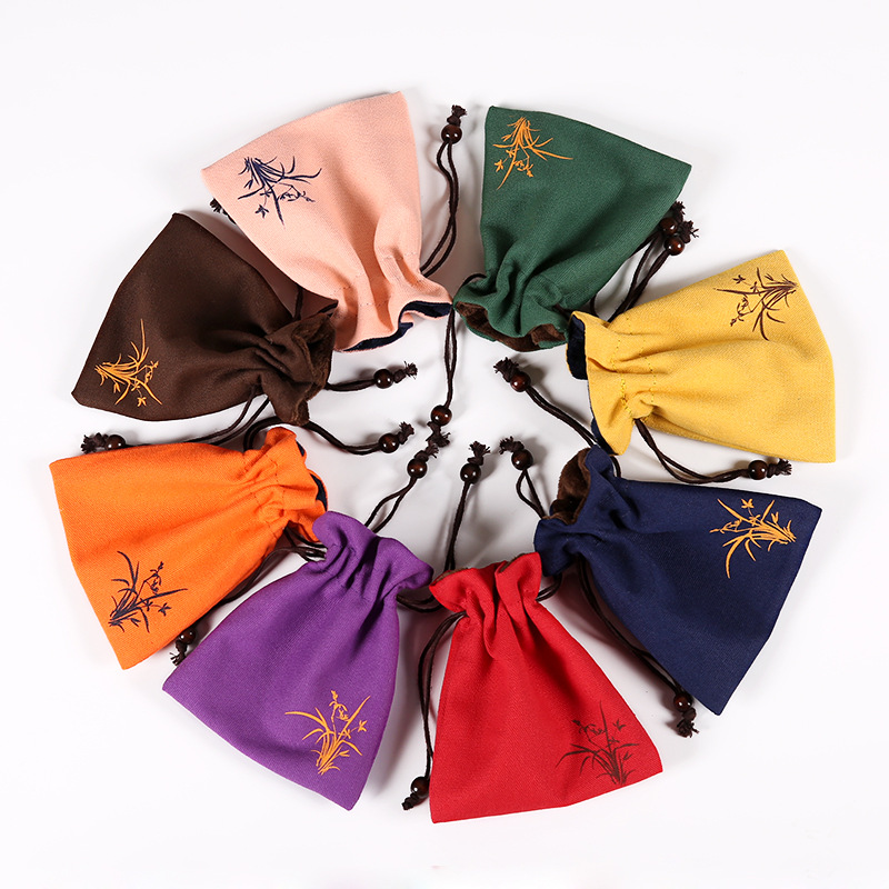 清新文玩衣物透气收口束口袋纽扣圣诞棉衣五谷杂粮帆布包瓷器收纳