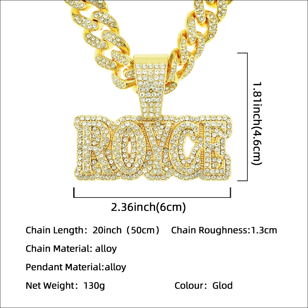 Personality Full Diamond Three-dimensional Letter Cuban Chain Alloy Necklace display picture 2