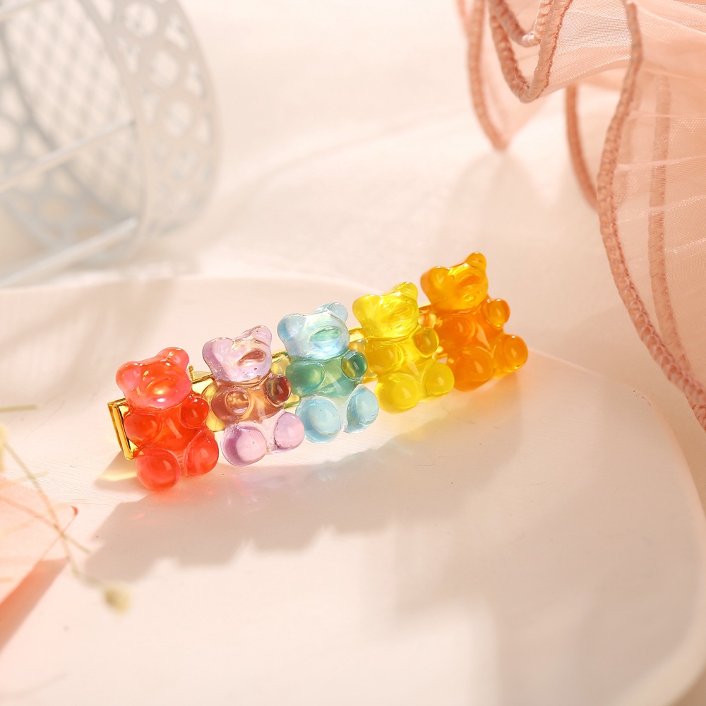 New Jelly Bear Candy Color Hairpin Creative Retro Simple Cheap Hairpin display picture 8