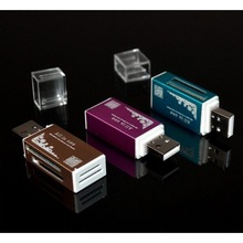 铝壳金属 读卡器 4合1 USB 20多合一 高速万能SD TF读卡器