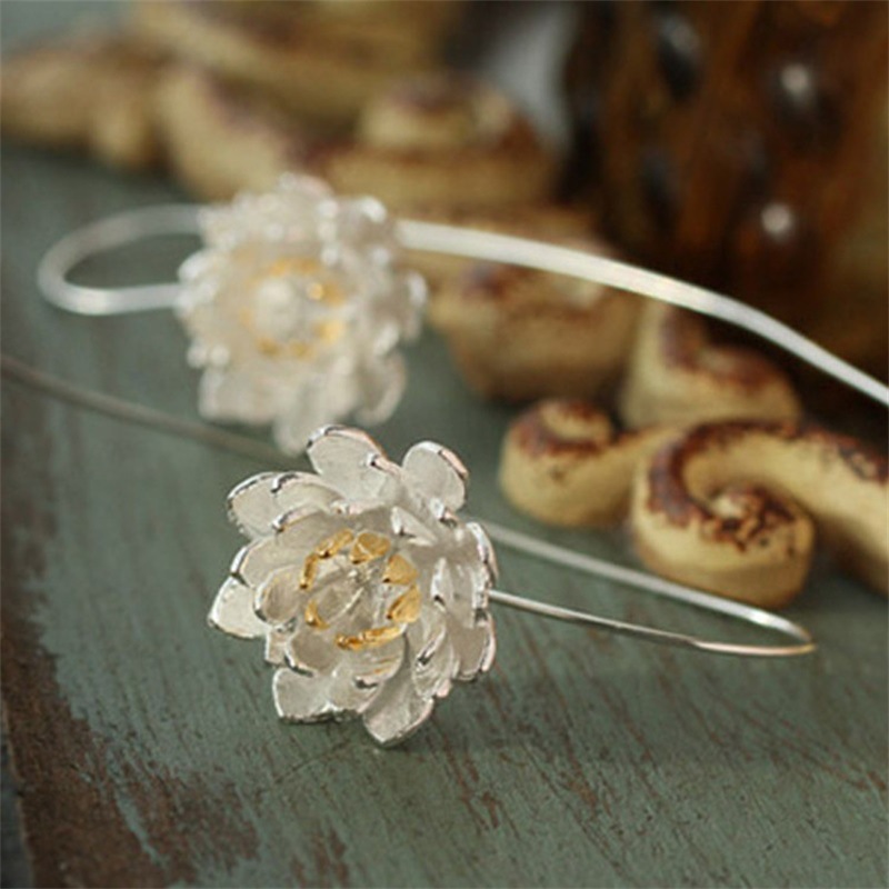 Vente En Gros Bijoux Style Ethnique Fleur À La Main S925 Boucles D&#39;oreilles Nihaojewelry display picture 2