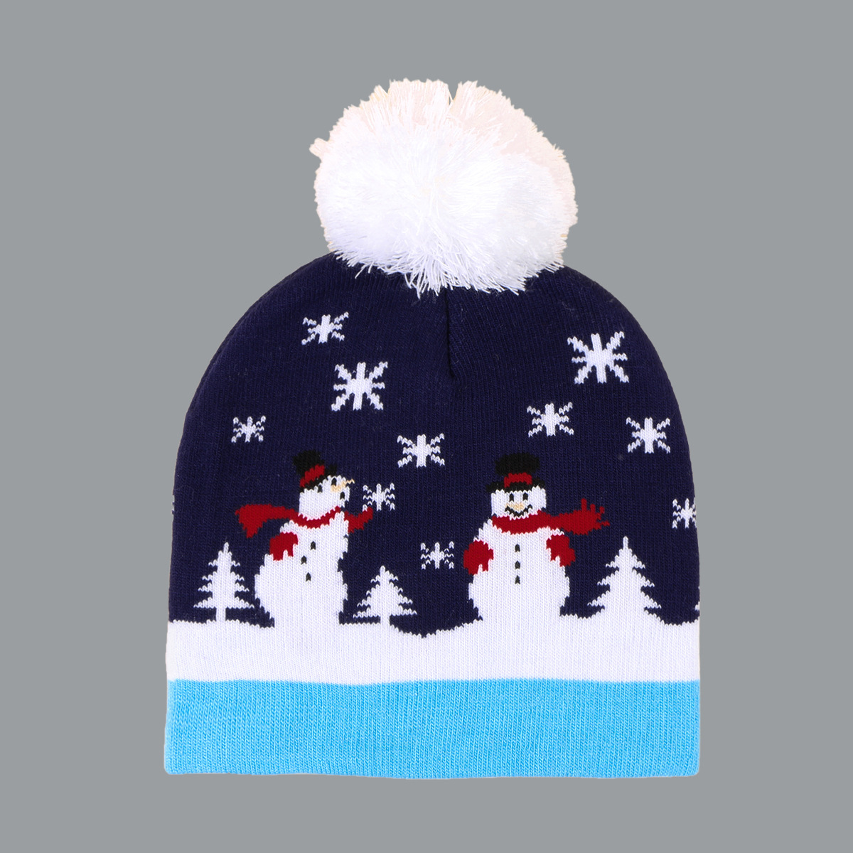 Woolen Ball Christmas Snowman Knitted Hat display picture 3