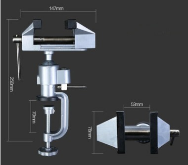 厂家直销360度旋转小型台虎钳 万向旋转型 小台钳 铝合金桌虎钳