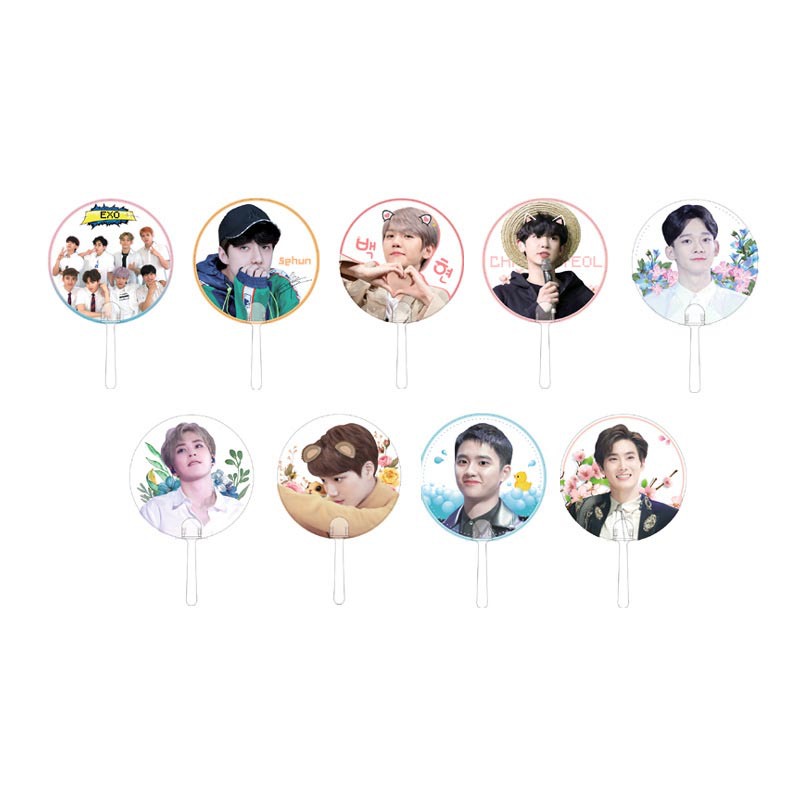 EXO 行星团 透明扇透扇 便携迷你手持扇 9款可选 灿烈伯贤世勋