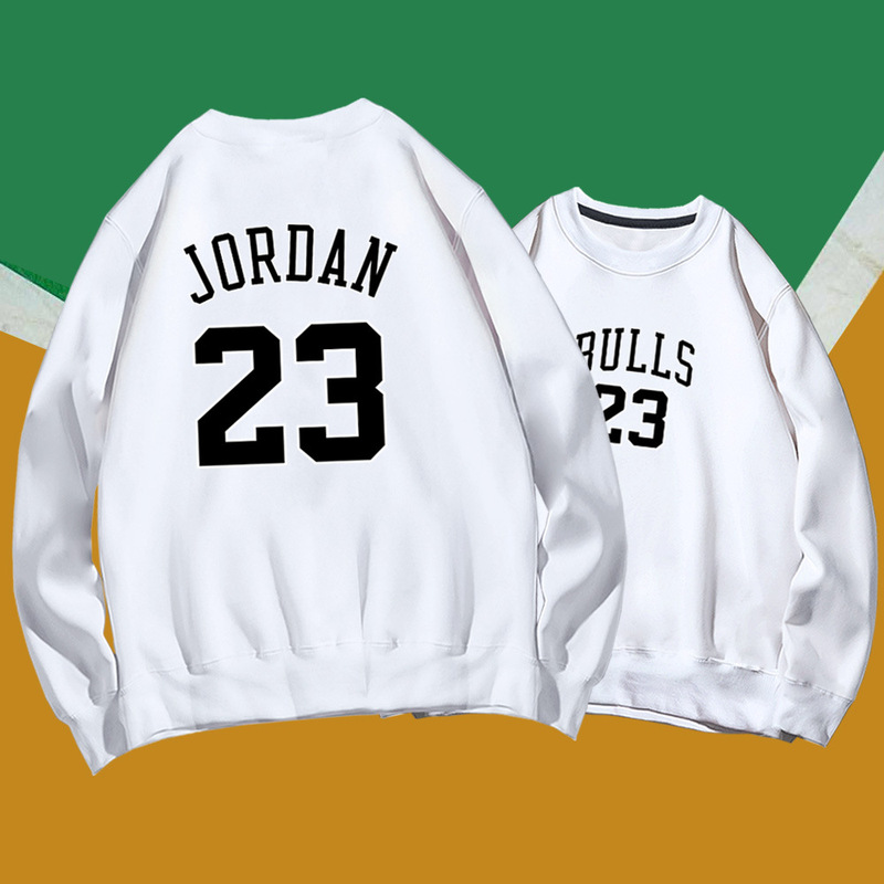 Bull team No. 23 round neck sweater men's and women's spring and autumn pullover Youth Student loose drop shoulder basketball training clothes