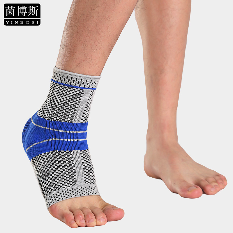 定制跨境专业运动男女脚腕护踝固定防扭伤硅胶加压针织透气护脚踝|ms