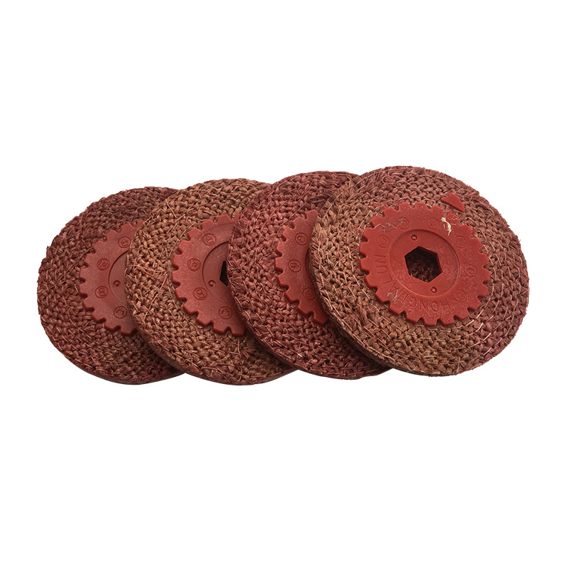 麻布轮不锈钢角磨机4寸尼龙麻轮磨轮磨盘抛光轮六棱圆孔高速耐用