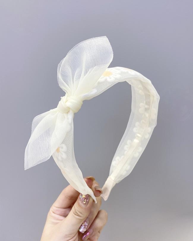 Korean Fashion  New Bow Small Daisy Flower Headband  Fresh  Sweet Headdress Gauze Headband Nihaojewelry Wholesale display picture 6