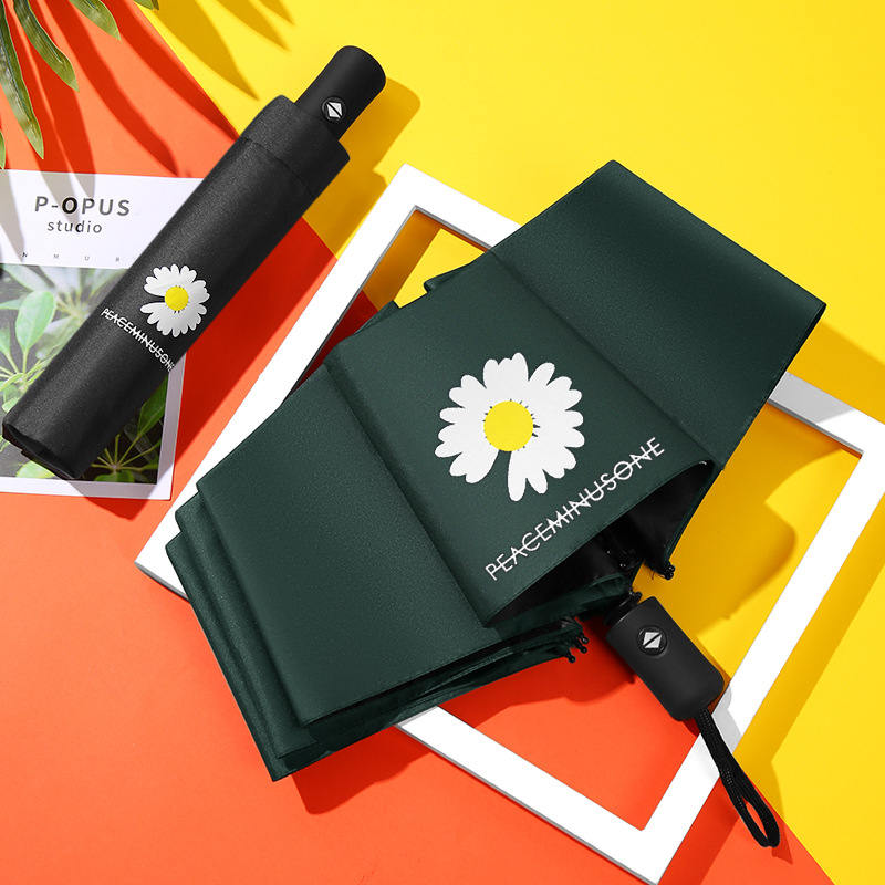 fully automatic Daisy Vinyl Parasol Sunscreen ultraviolet-proof fold rain or shine Dual use Umbrella wholesale customized
