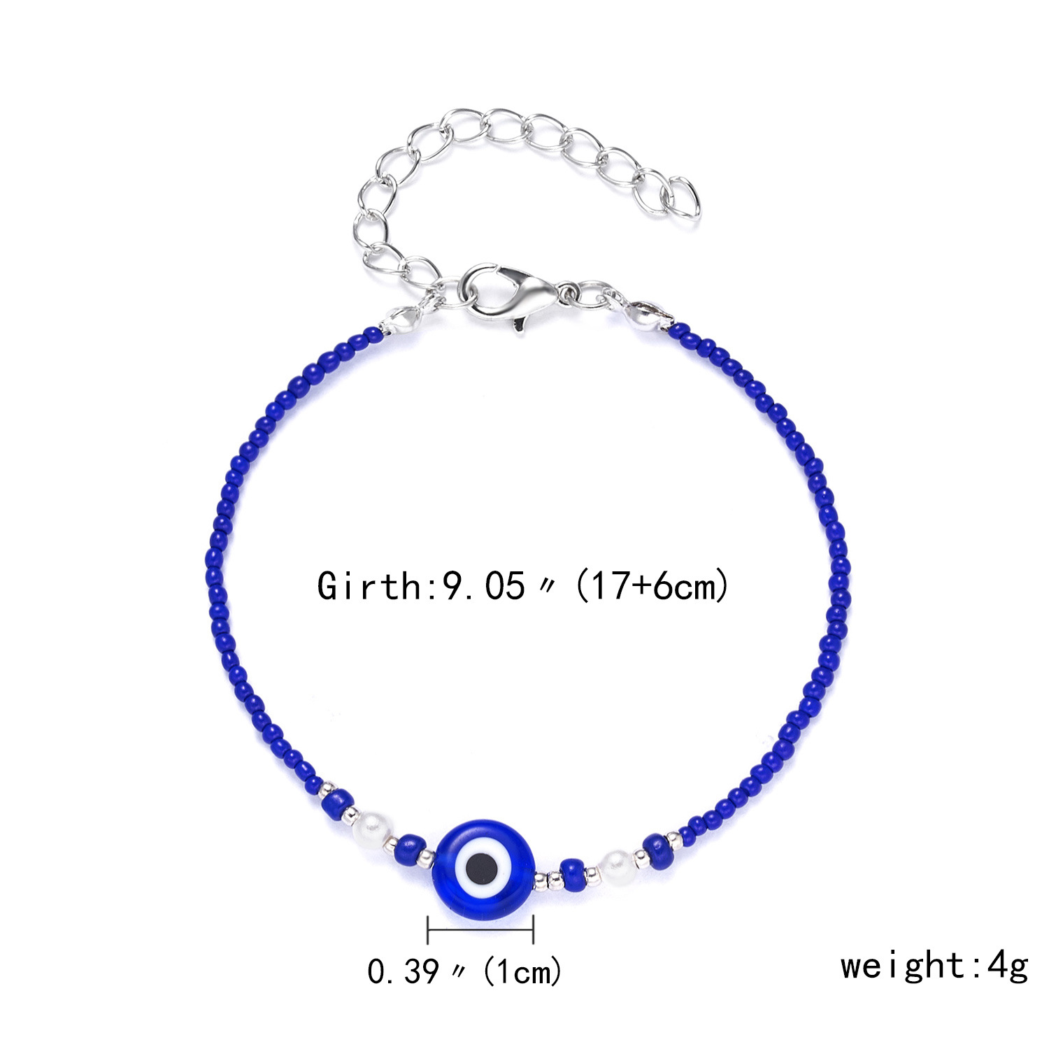 Pulsera De Aleación De Perlas De Cristal De Flor De Ojo Azul A La Moda display picture 2