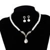 Accessory for bride from pearl, necklace, jewelry, set, Korean style, wholesale