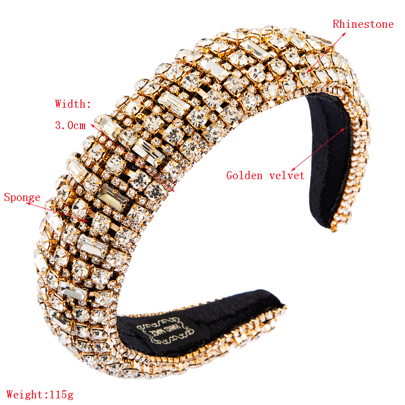 Za Europäischer Und Amerikanischer Barockglas Großes Strass Stirnband Damen Damen Diamant Atmos Phä Rische Mode Street Shot Haarschmuck Damen Kopfschmuck display picture 1