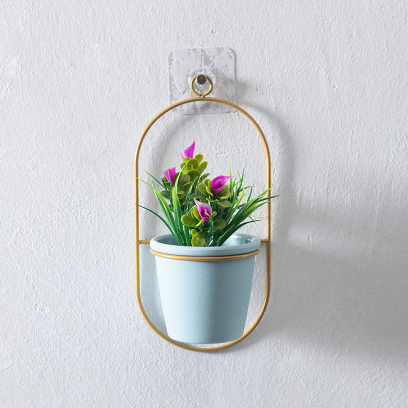 Decoración de la pared florero floral maceta de plástico soporte de la flor del hierro creativo colgante decoración arreglo floral decoración fabricante