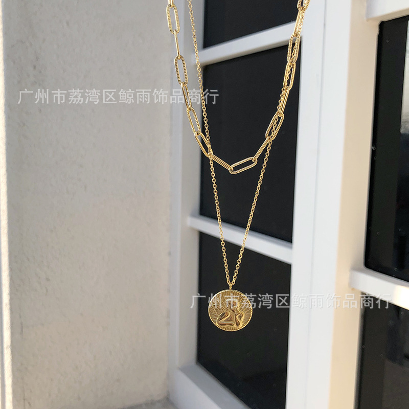 12g Weight Vacuum Plating Gold Plating Process 18K Gold Plated Plating Material 304 Stainless Steel Pendant Material Necklace Classification 304 Stainless Steel Chain Material 304 Stainless Steel Material Angel Pattern Women'S Gender Fashion Style Gold Color Wholesale Jewelry Fashion Angel 304 Stainless Steel 18K Gold Plated Necklace 11