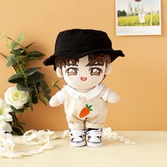 Cotton doll clothes fisherman hat overalls 20cm plush toy celebrity doll replacement outfit