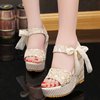 Sandals, footwear, cute waterproof hair band with bow high heels for leisure, wholesale