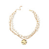 South Korean goods, brand golden necklace from pearl, short universal chain for key bag , sweater