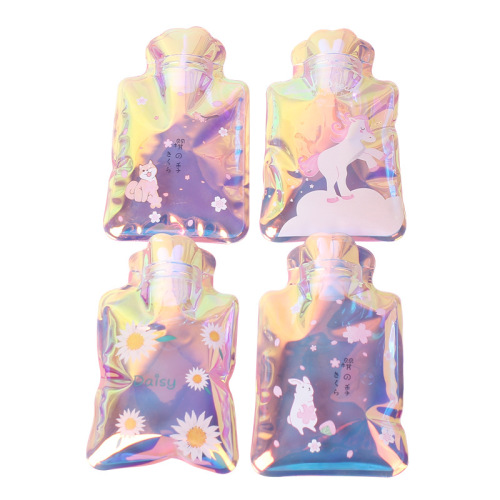 Water-filled laser hot water bag, explosion-proof hot water bag, mini portable hand warmer bag, hot compress bag, student flush hand warmer