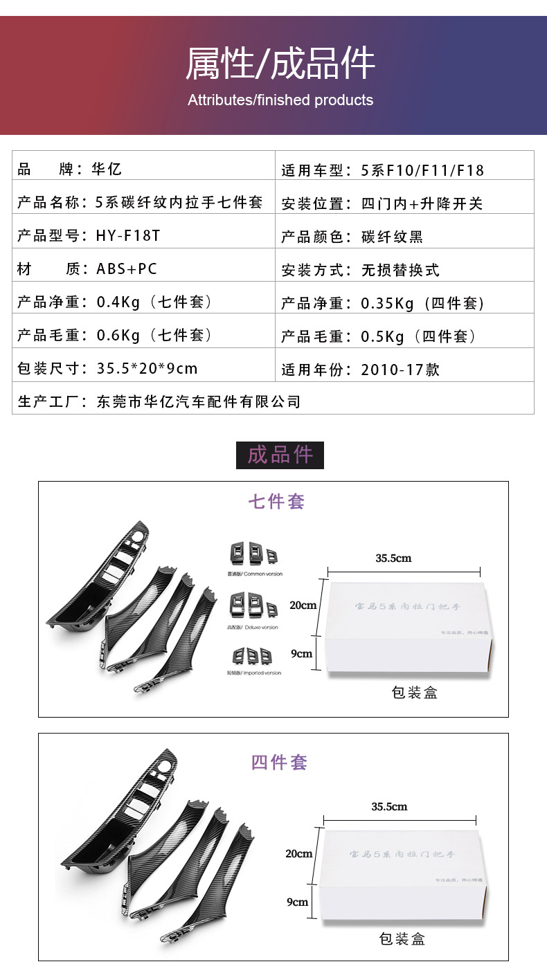 Suitable for Bmw 5 Series F10 Carbon Fiber Handle, Carbon Fiber Pattern Interior, Carbon Fiber Interior Trim