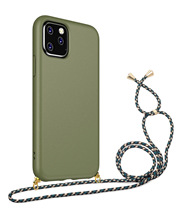 適用於iPhone12磨砂TPU親膚帶掛繩環保PLA可生物降解麥秸稈手機殼